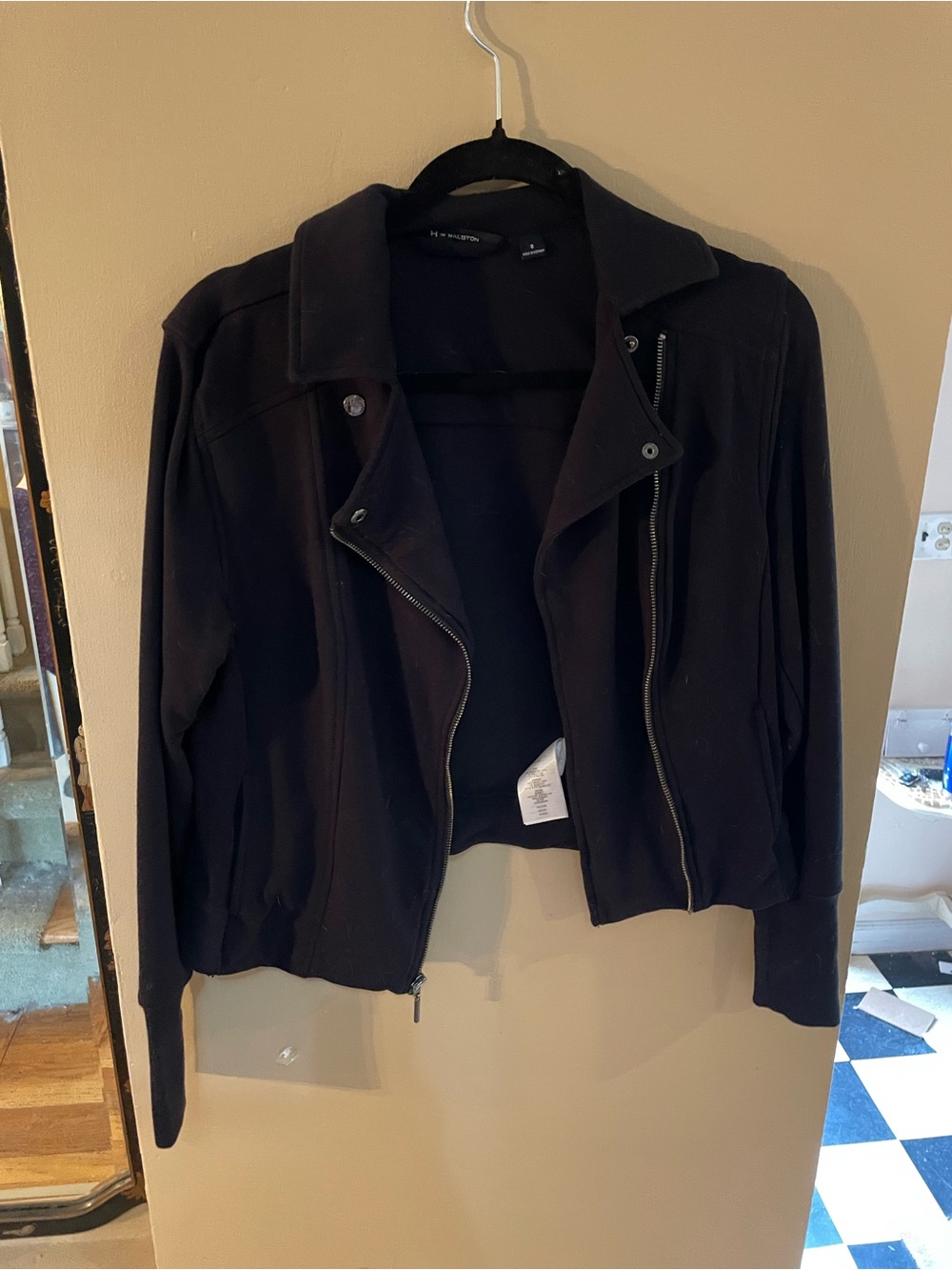 H by Halston Black collared Jacket with Moto Zip